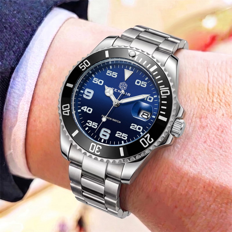 Luxury Watch Makes - Klassiek heren quartzhorloge met een unidirectioneel