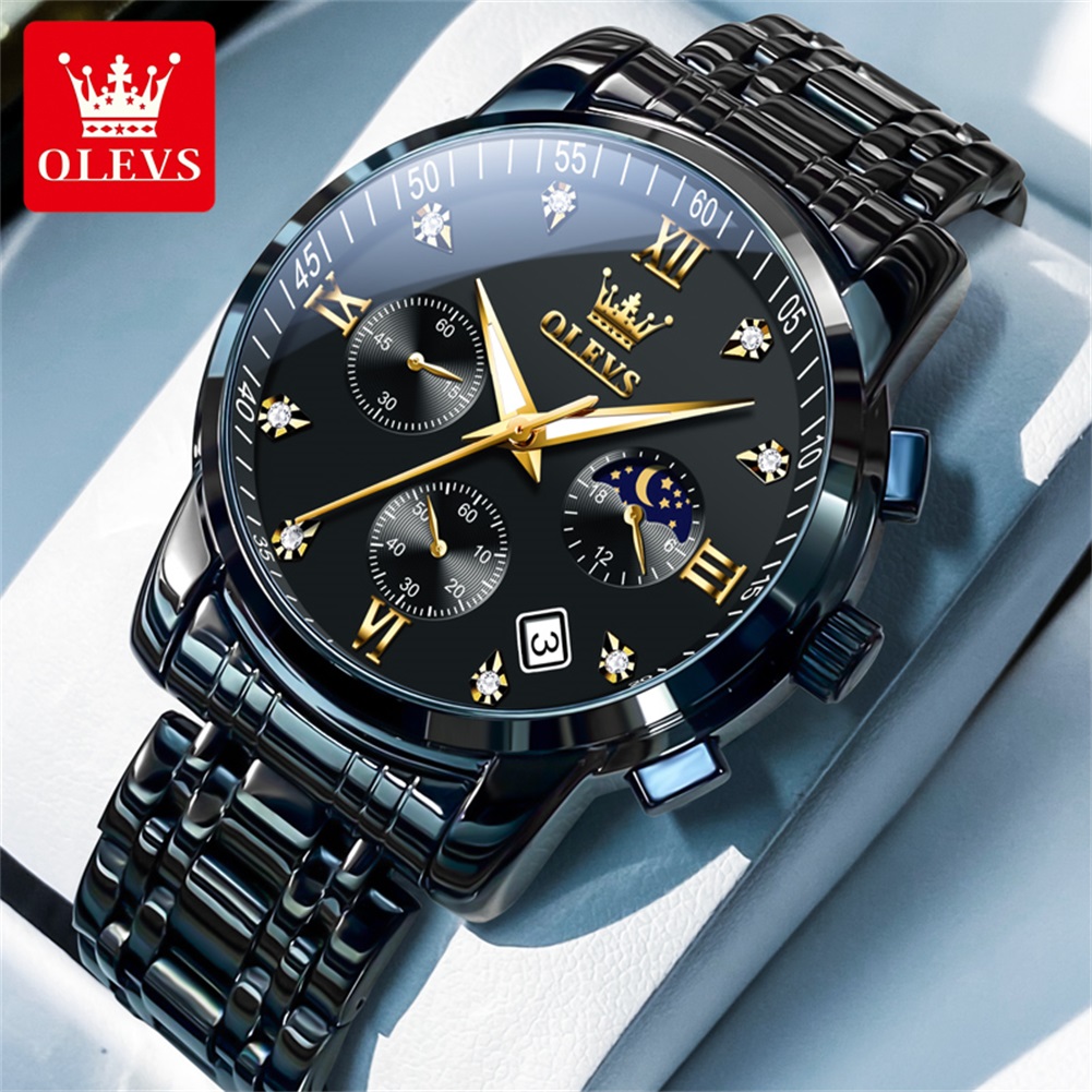 Luxury Watch Safe - OLEVS Populaire herenhorloges roestvrij staal zwart